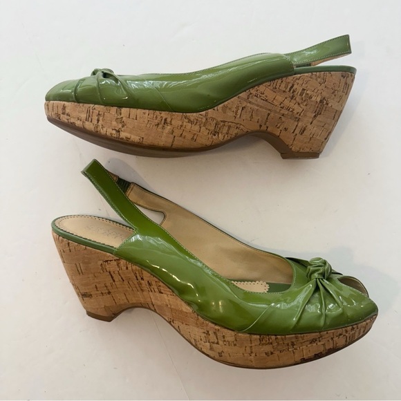 Franco Sarto Green Patent Leather Wedge Sandals - Picture 2 of 8